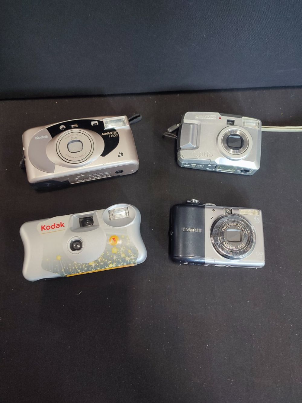Lot 350: 2 digital cameras and 2 film cameras including...