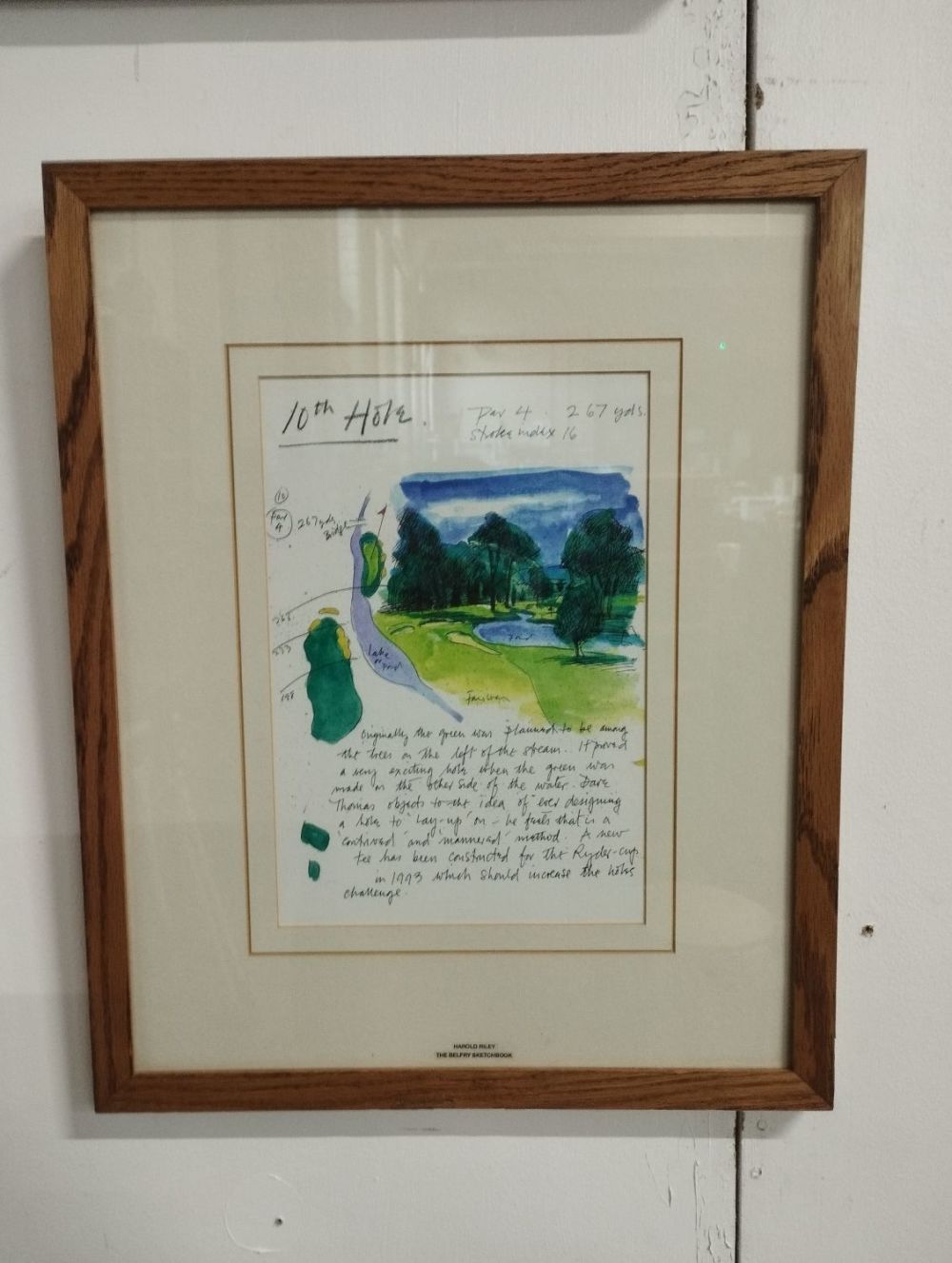 Lot 368: Vintage Framed Harold Riley The Belfry Sketchbook Golf...