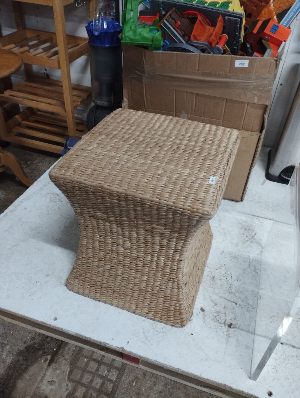 Lot 376: Wicker Footstool. Approx. 43cm Tall