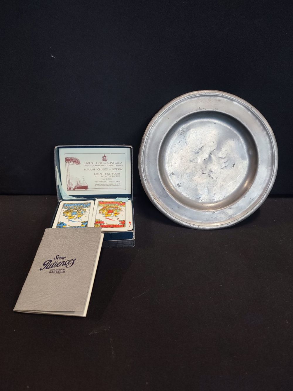 Lot 379: Antique William Wright Pewter Dish and Vintage Orient...