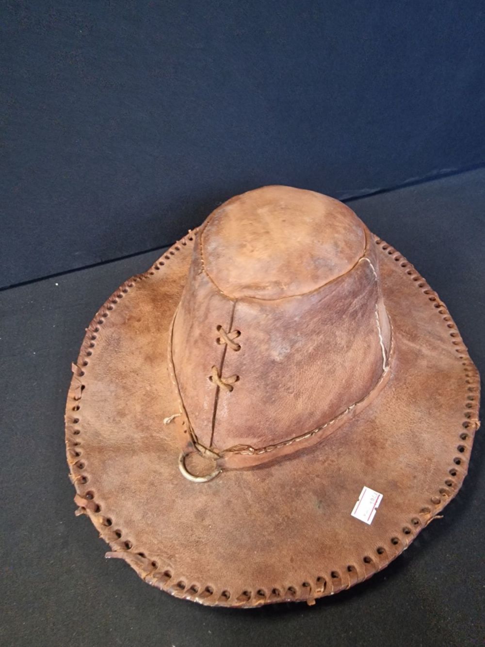 Lot 386: Vintage Hat Leather Western Cowboy Rancher. Handmade
