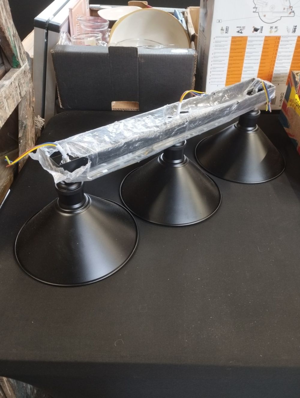Lot 408: 3 Sconce Black Ceiling Lamp Fitting