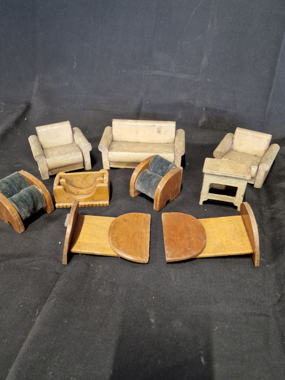 Lot 415: A collection of wooden dolls house furniture AF
