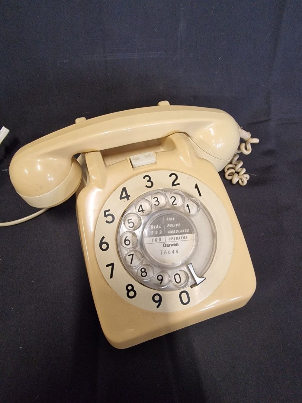 Lot 423: vintage dial phone with on and off button...