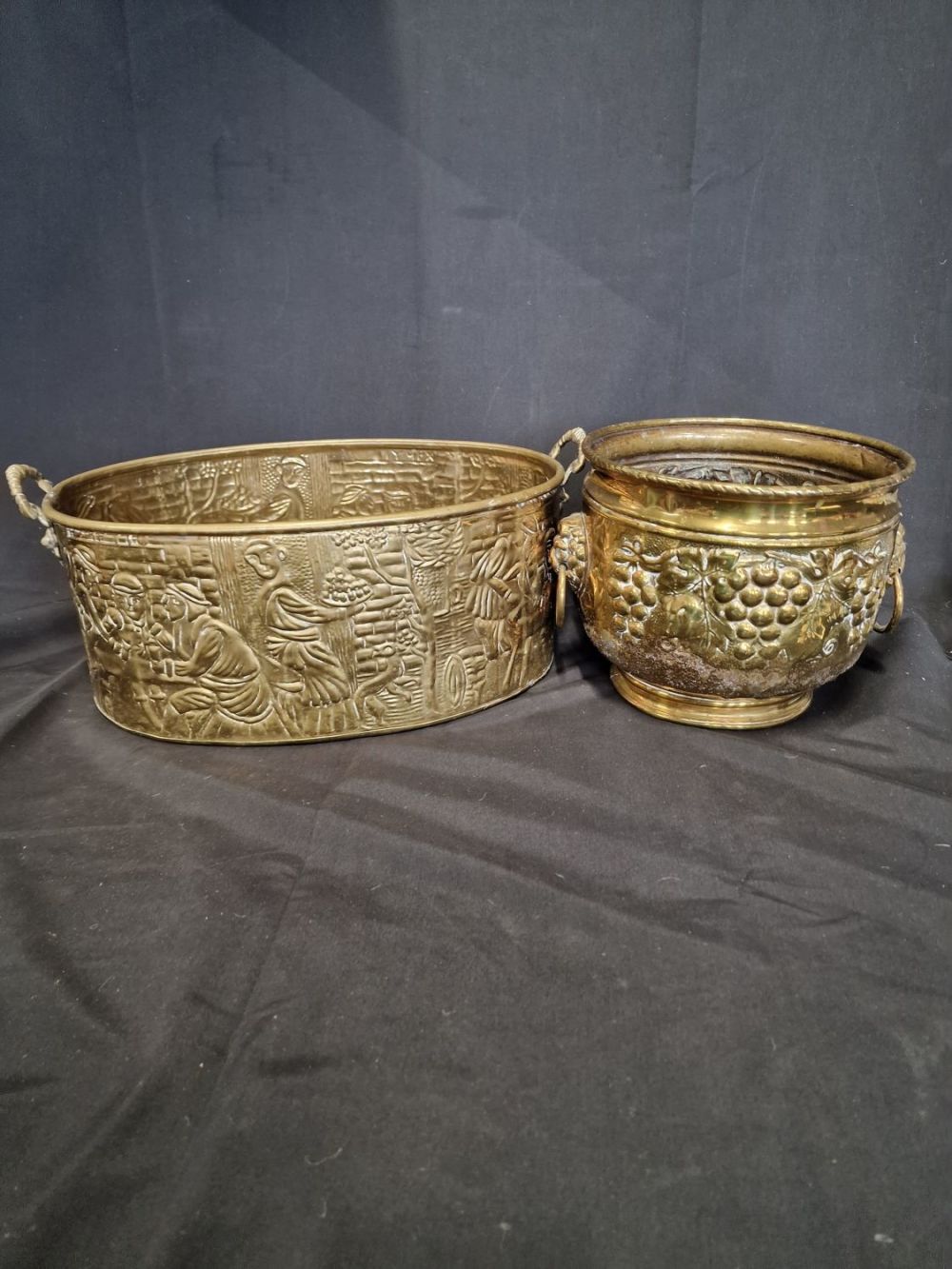 Lot 430: Two brass coal buckets 22cm D and the...