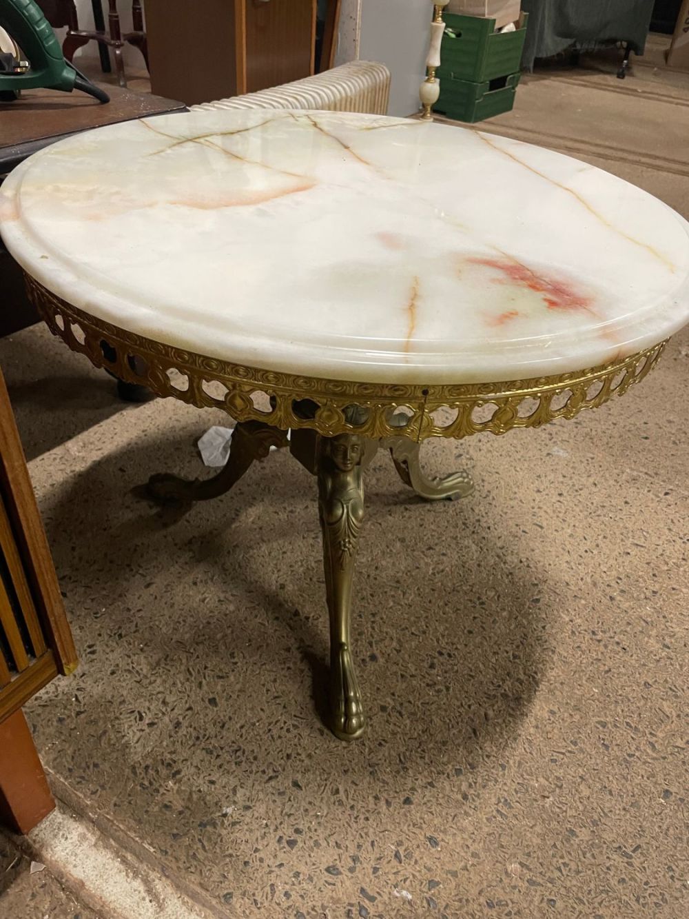 Lot 186: Marble Topped Vintage Gilt Framed Table