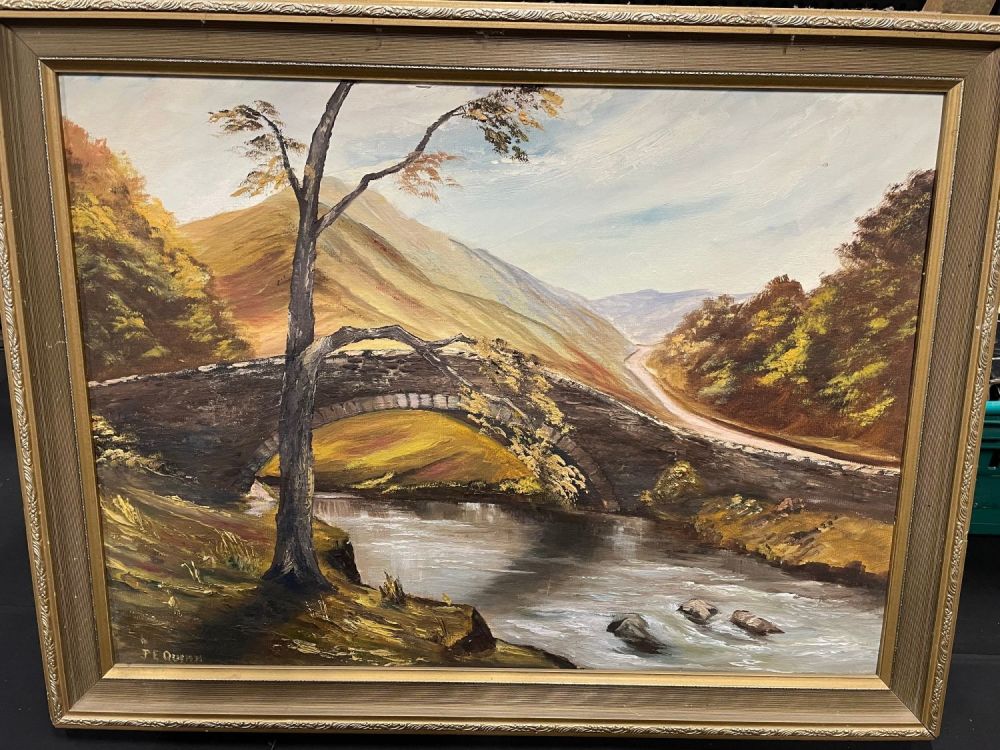 Lot 191: Oil On Board Signed J.Quinn @Bride Over Ambleside'