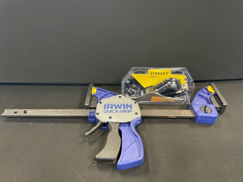 Lot 212: Irwin Quick Grip Clamp & New Stanley 180mm...