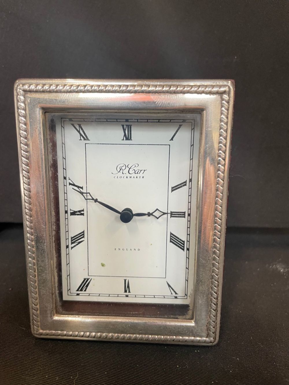 Lot 215: Hallmarked Silver Framed Clock (Sheffield 1989)
