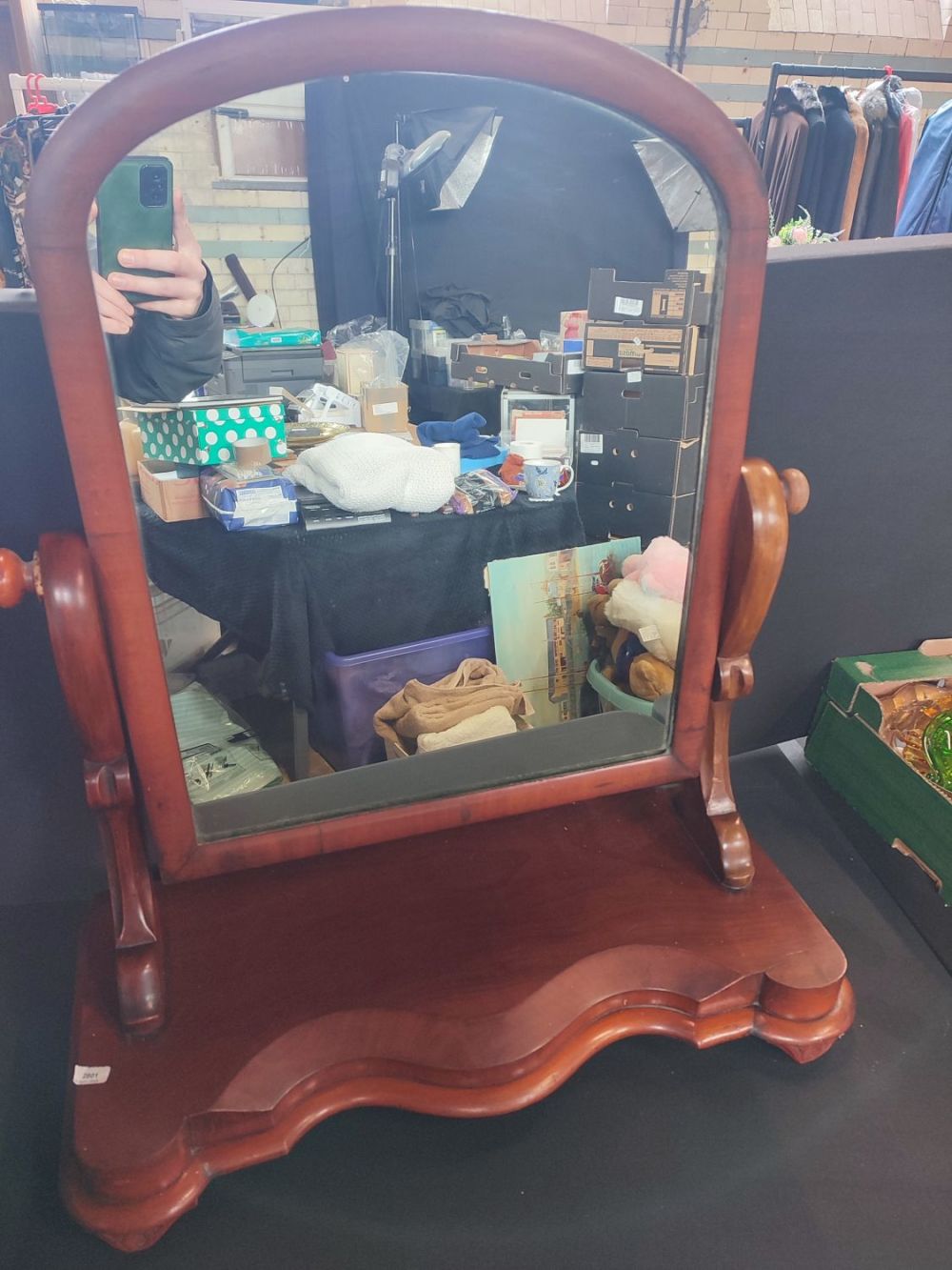 Lot 251: Large Antique Victorian Mahogany Swing Vanity Mirror. Approximately...
