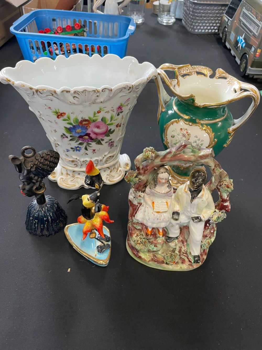 Lot 274: Selection Of Vintage Pottery & Cast Bell