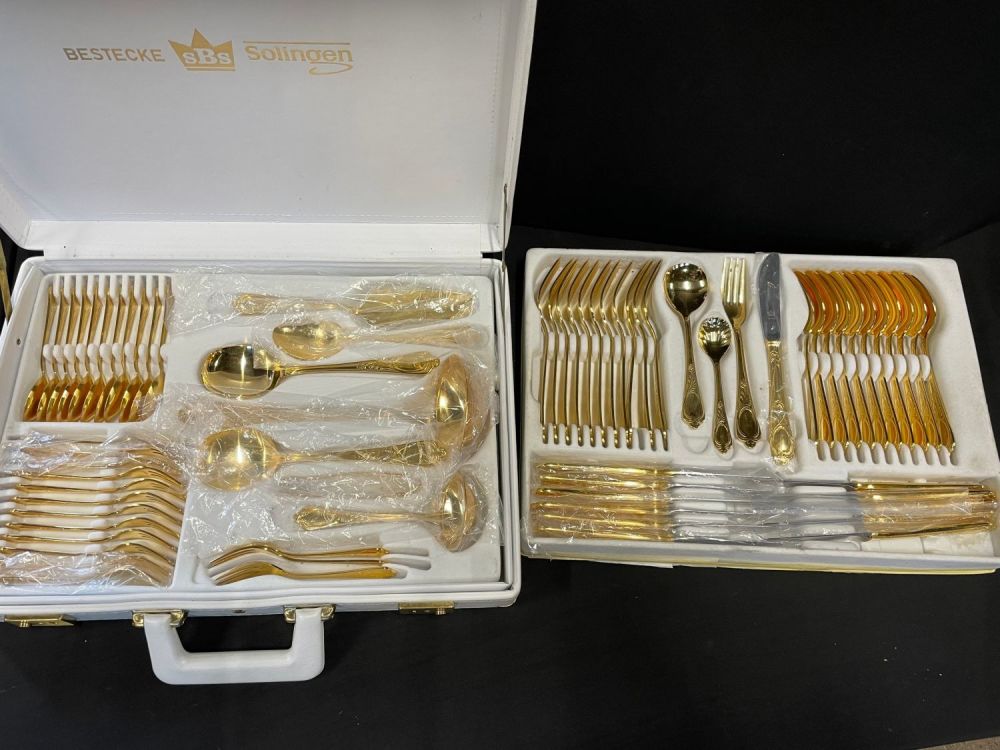 Lot 295: Vintage Bestecke SBS Solingen Quality 23/24kt Gold Plated...
