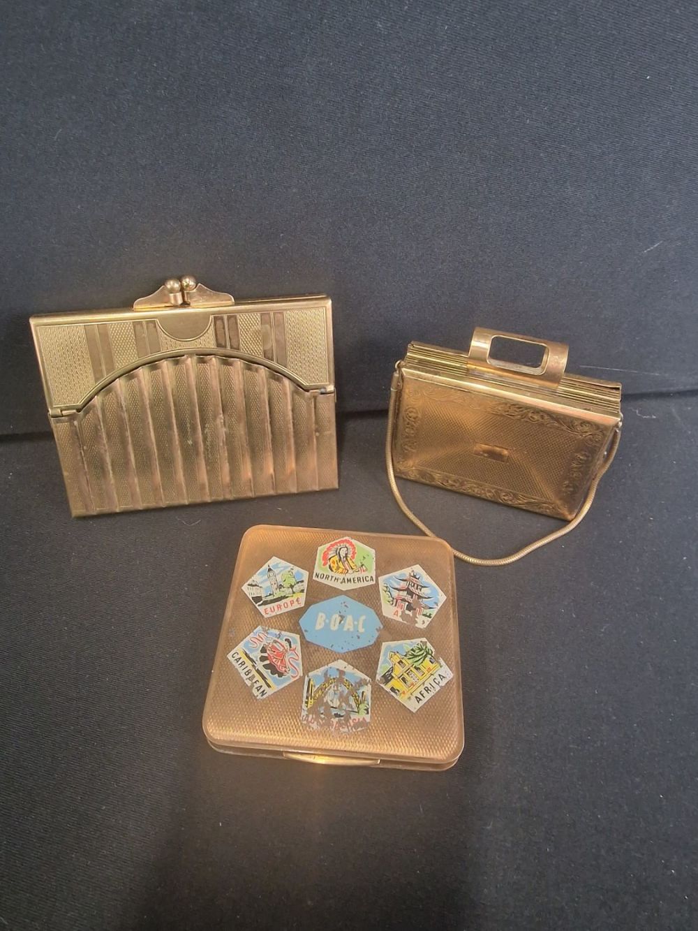 Lot 308: Three vintage ladies compact and vanity cases. All...