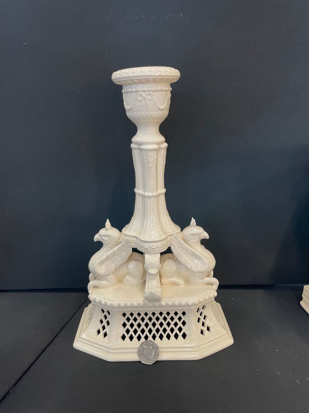 Lot 327: Vintage Large Royal Creamware Masterpieces Fine China Candlestick...