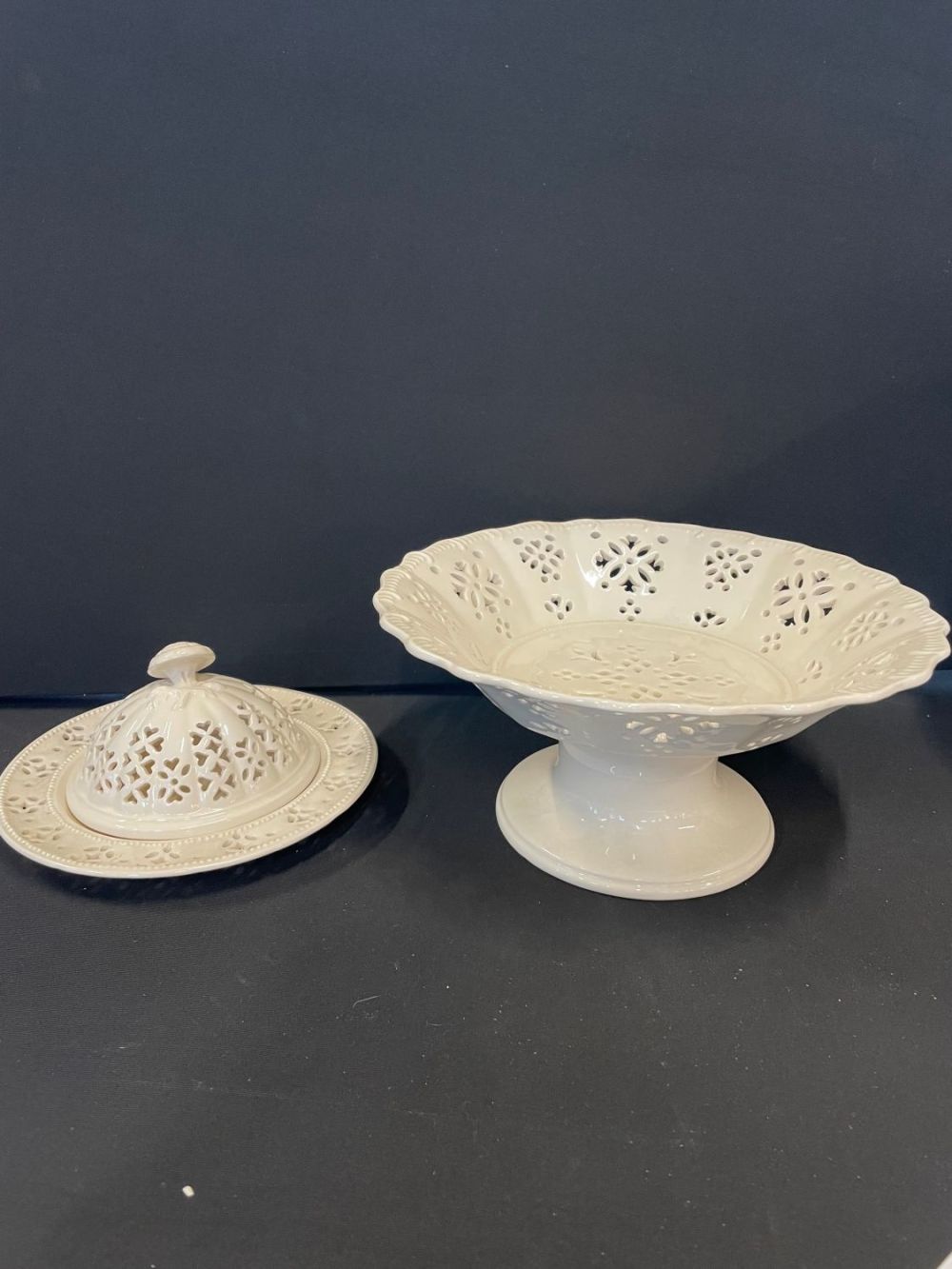 Lot 329: 2 Pcs Vintage Royal Creamware Originals Tableware