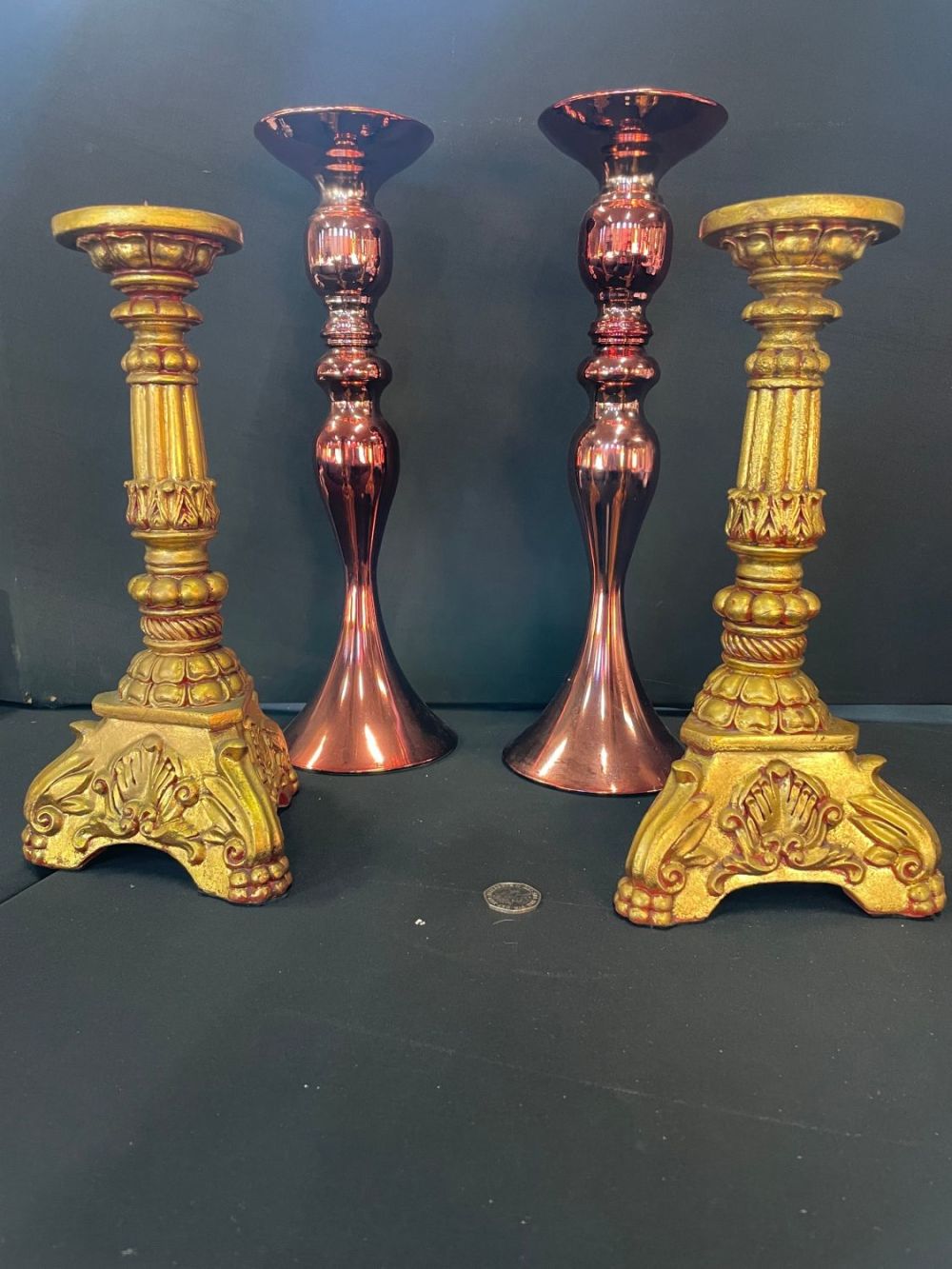 Lot 335: 2 Pairs Of Decorative Candlesticks
