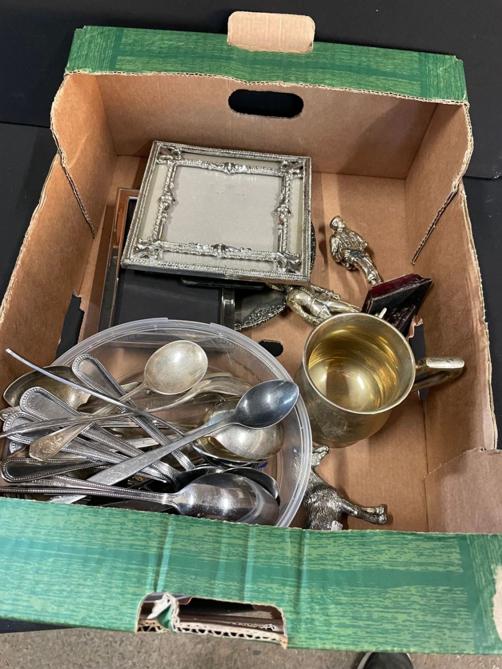 Lot 337: Box Of Mixed Metal Ware