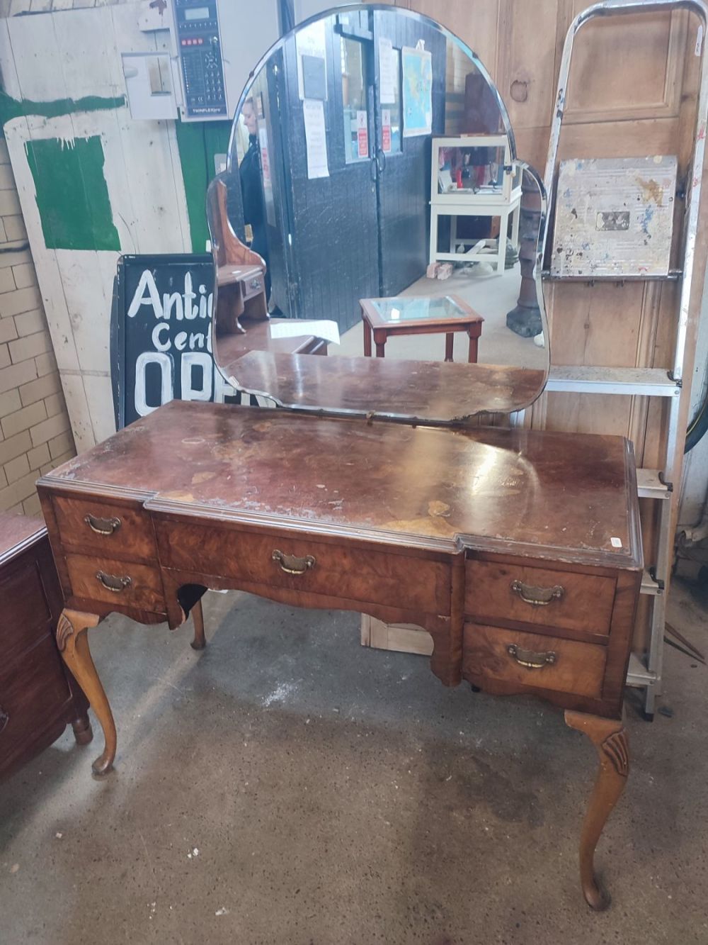 Lot 398: Antique burr walnut dressing table with art deco...