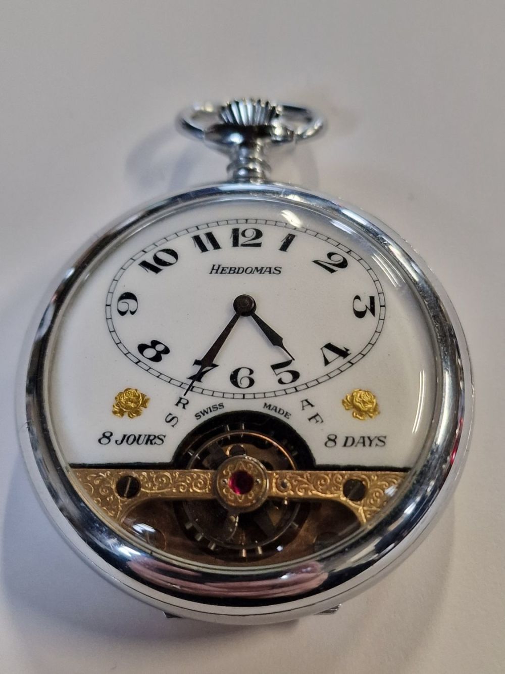 Lot 412: HEBDOMAS 8 day pocket watch