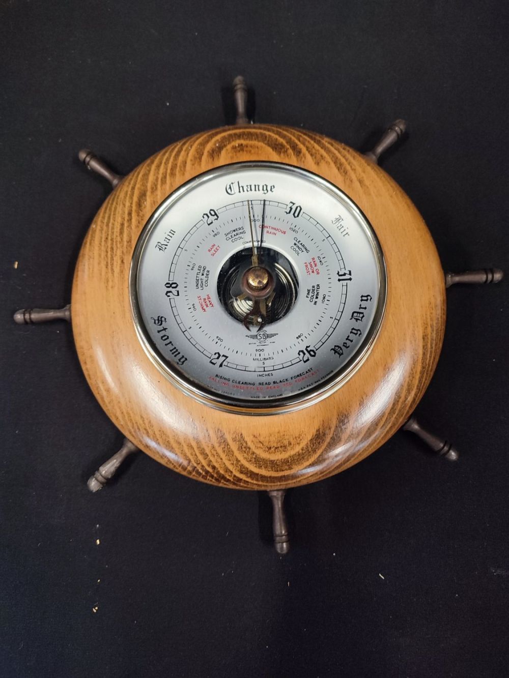 Lot 53: Vintage ship wheel barometer