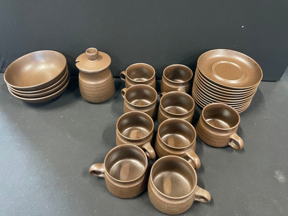 Lot 68: 26pc Unmarked Denby Style Tea Service