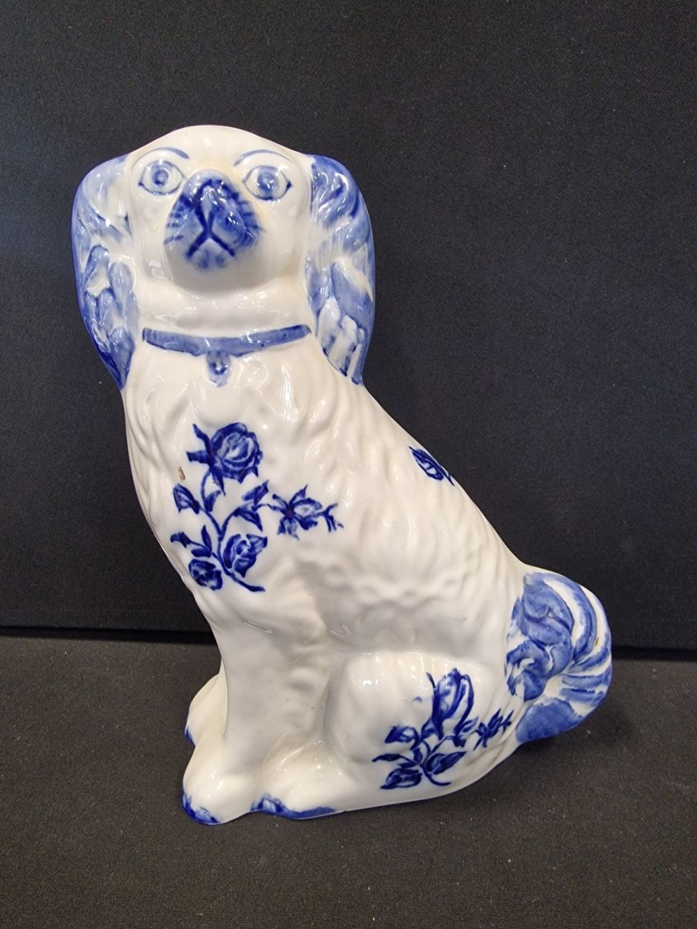 Lot 82: A Blue & White Victorian Staffordshire Dog: Measuring...