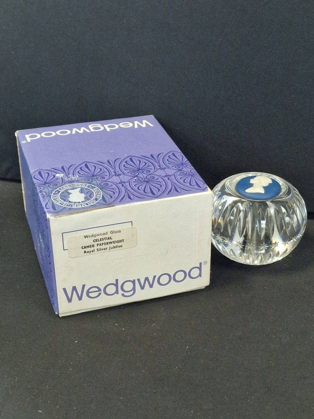 Lot 94: Wedgewood Glass - Celestial Cameo Paperweight, Royal Silver...