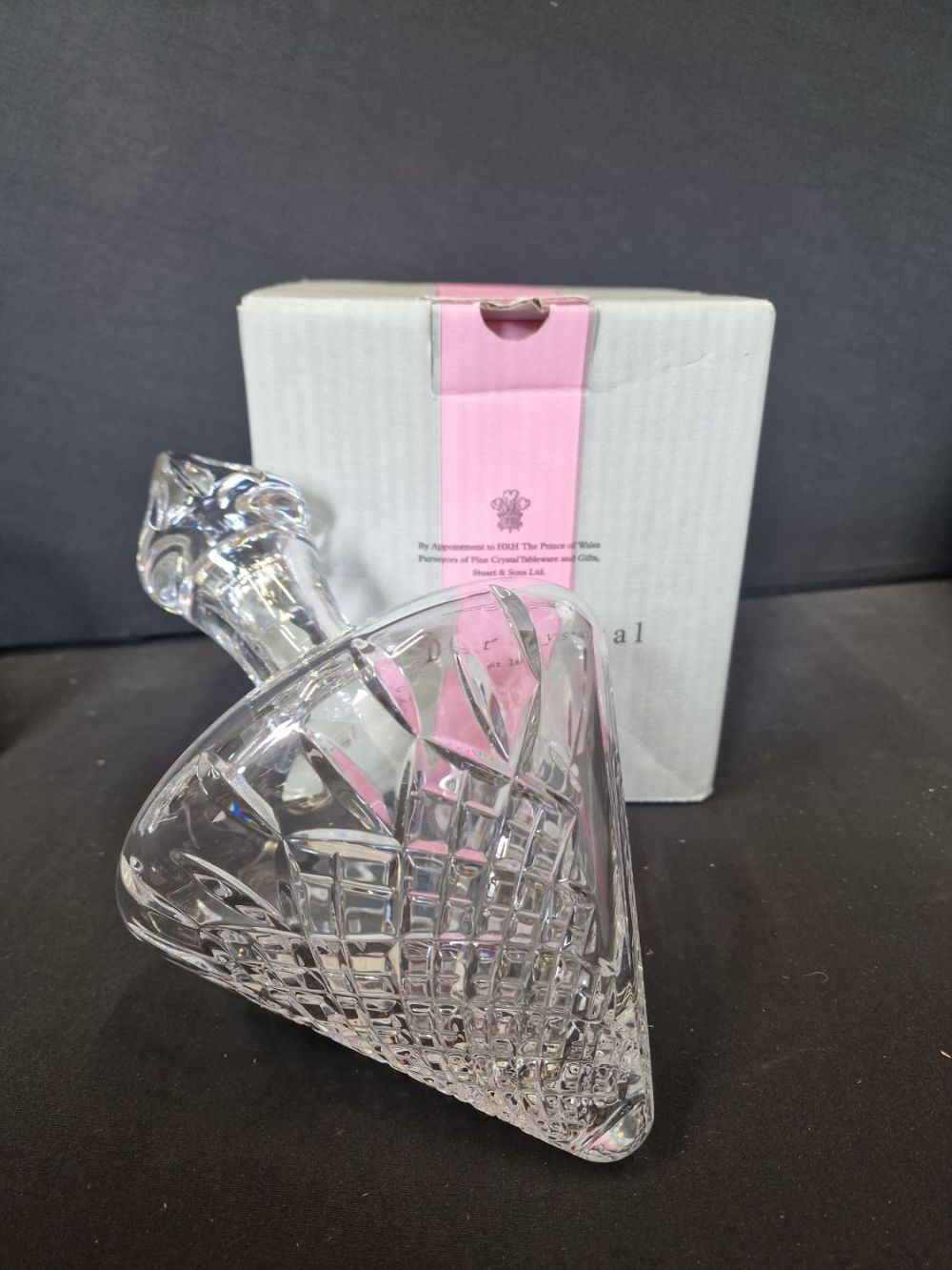 Lot 98: A Stuart Crystal whiskey tilt decanter.