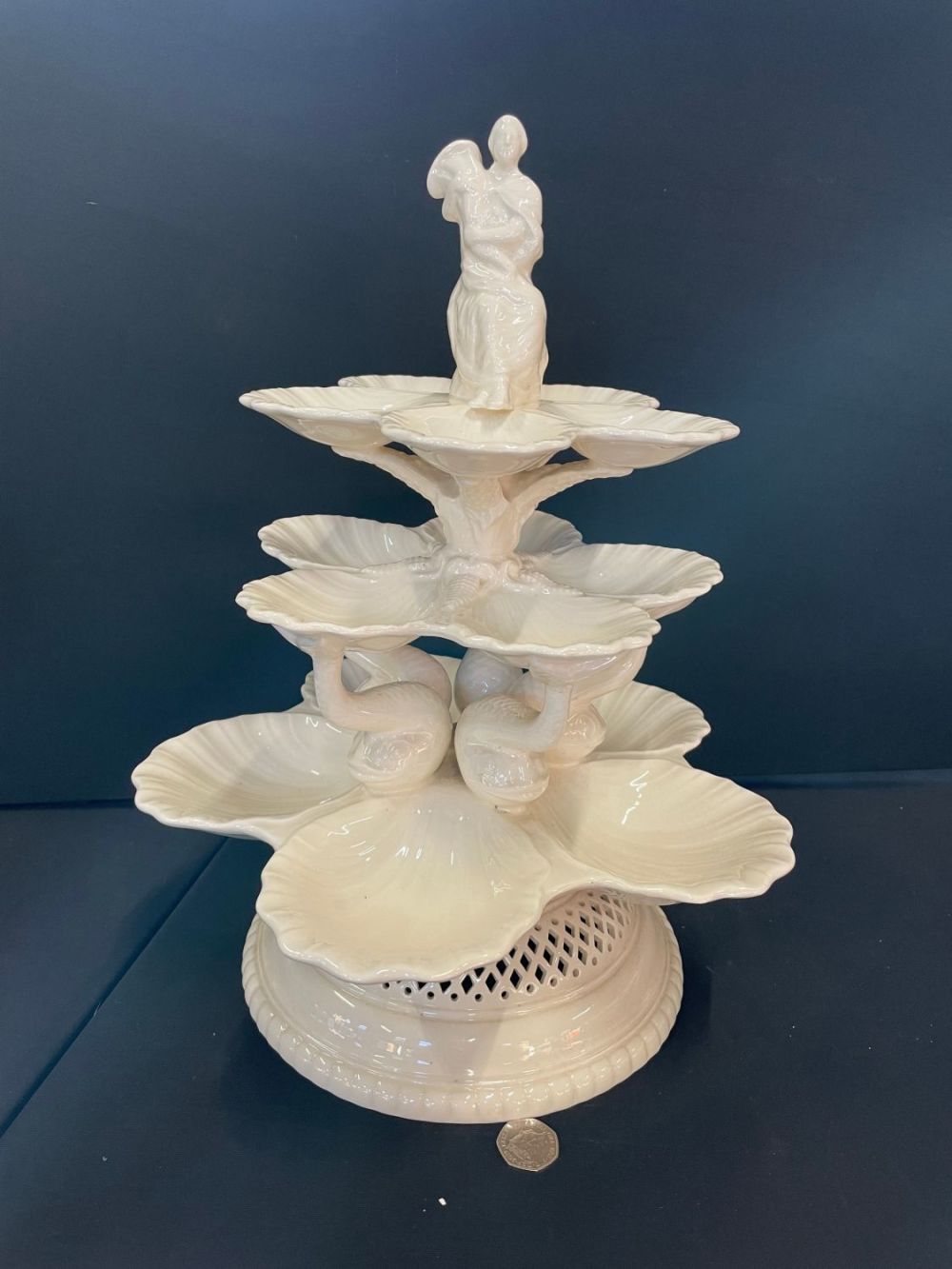 Lot 166: Large 2 pc Royal Creamware Masterpieces Oyster Holder...
