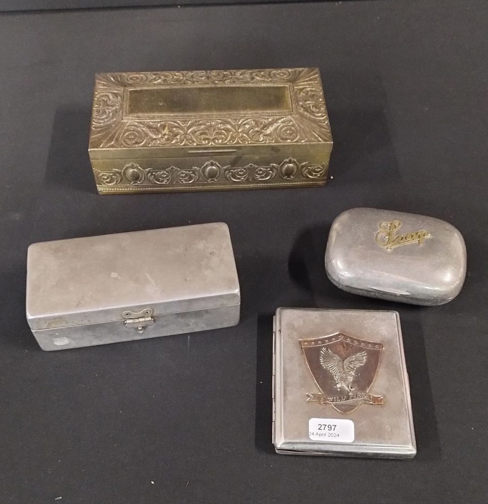 Lot 175: Four metal tins comprising of soap tin, cigarette...