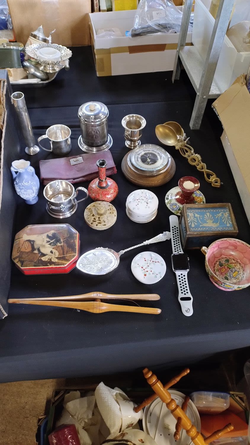 Lot 237: Two boxes of various items including pottery, luster...