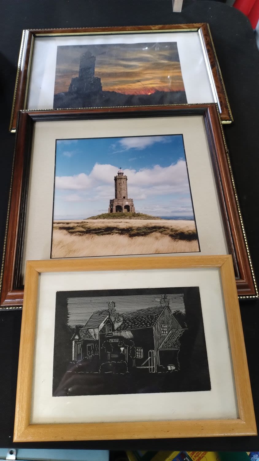 Lot 247: Three pictures, two of Darwen Tower one of...