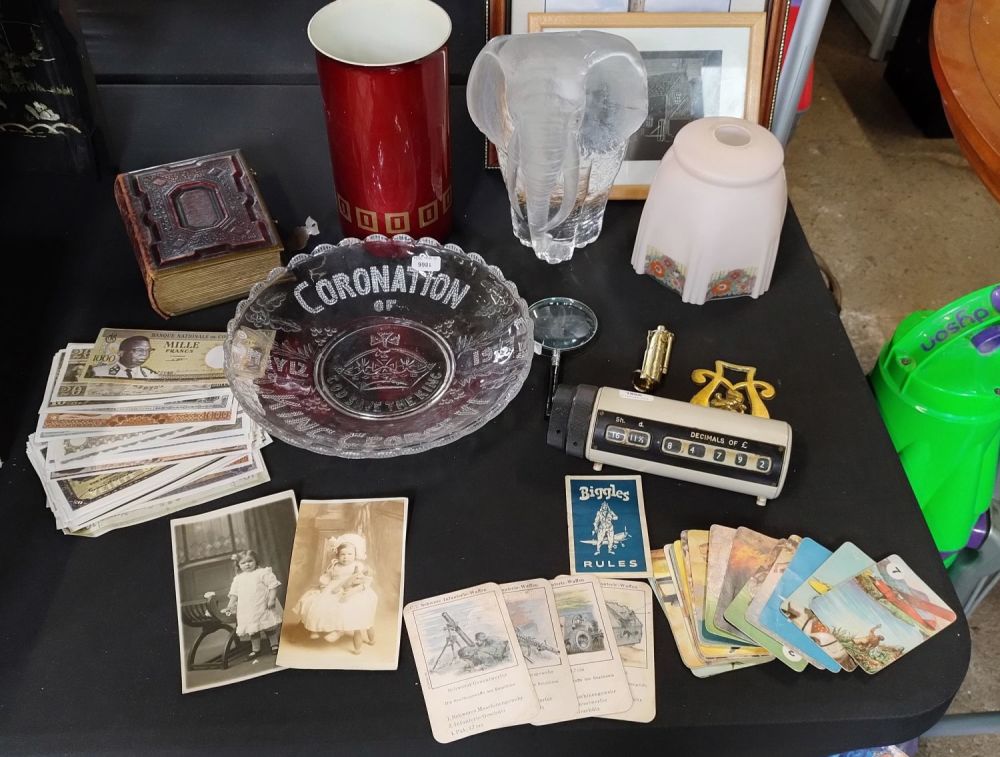 Lot 248: Various items including vase, glass bowl, glass light...