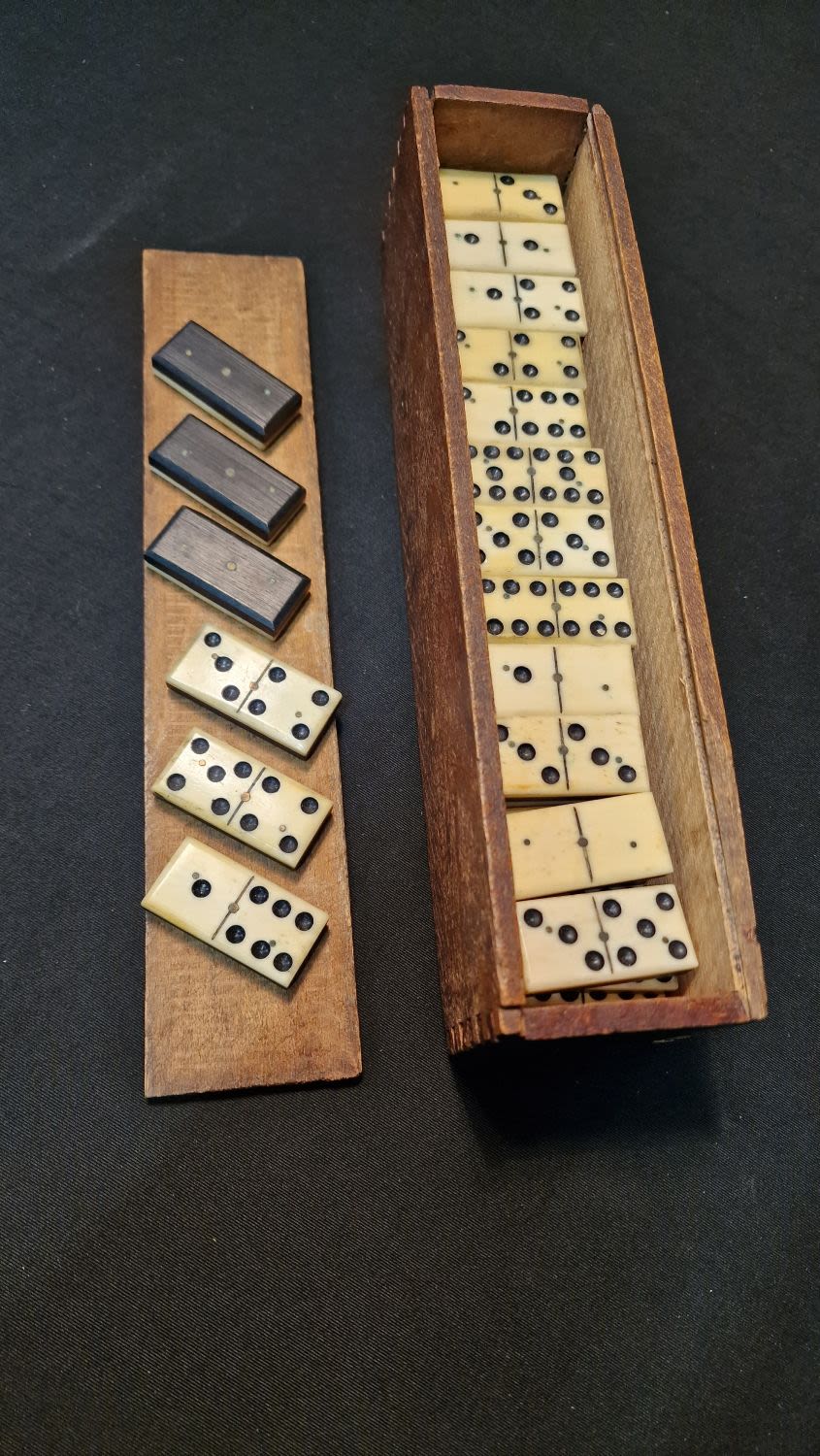 Lot 249: A vintage Ebony and Bone domino set