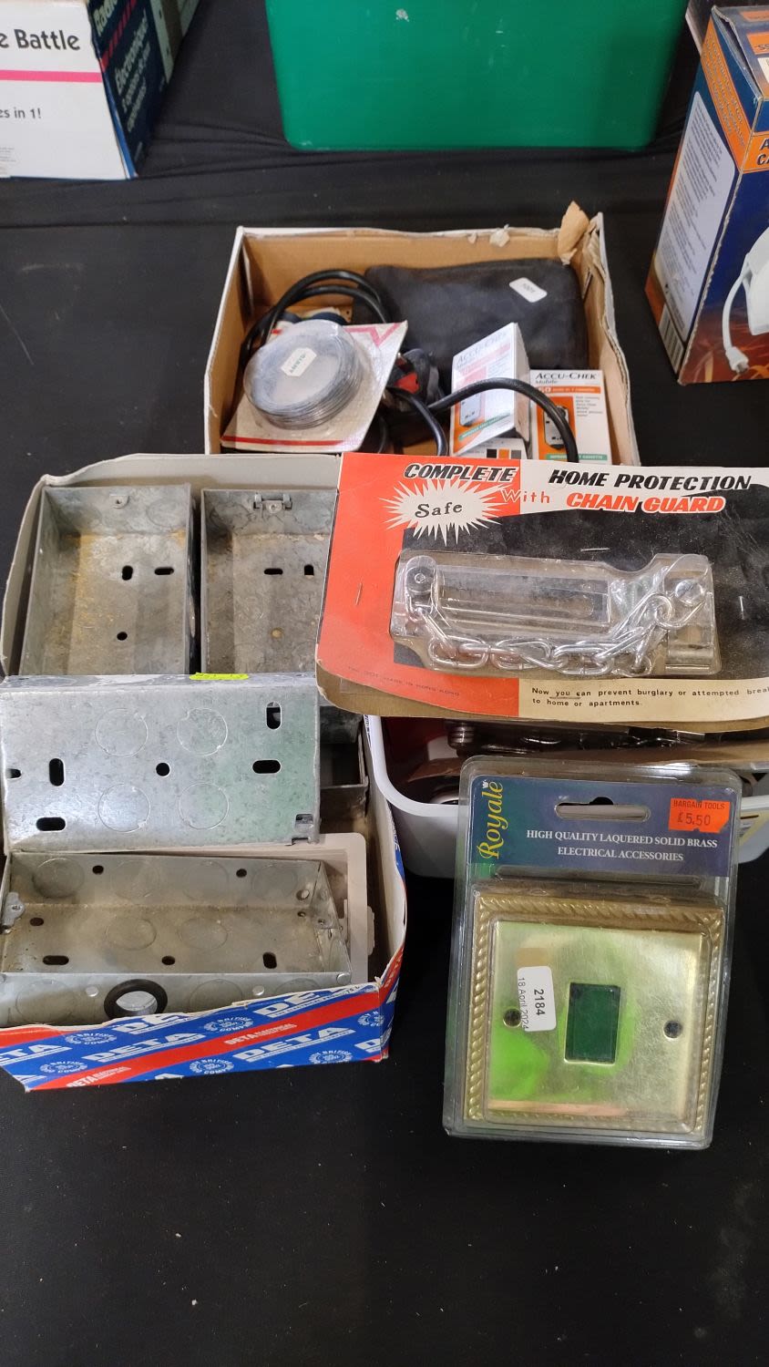 Lot 257: Various single and double gang metal boxes ,...