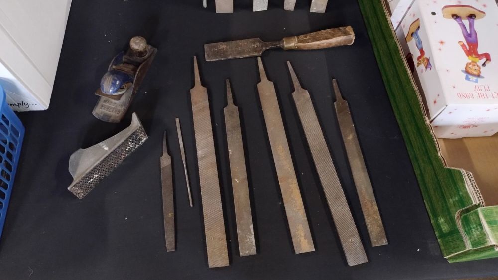 Lot 268: Selection of vintage files and wood plane various...