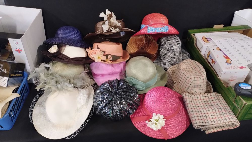 Lot 276: Quantity of vintage ladies hats, trilbies, straw hats,...