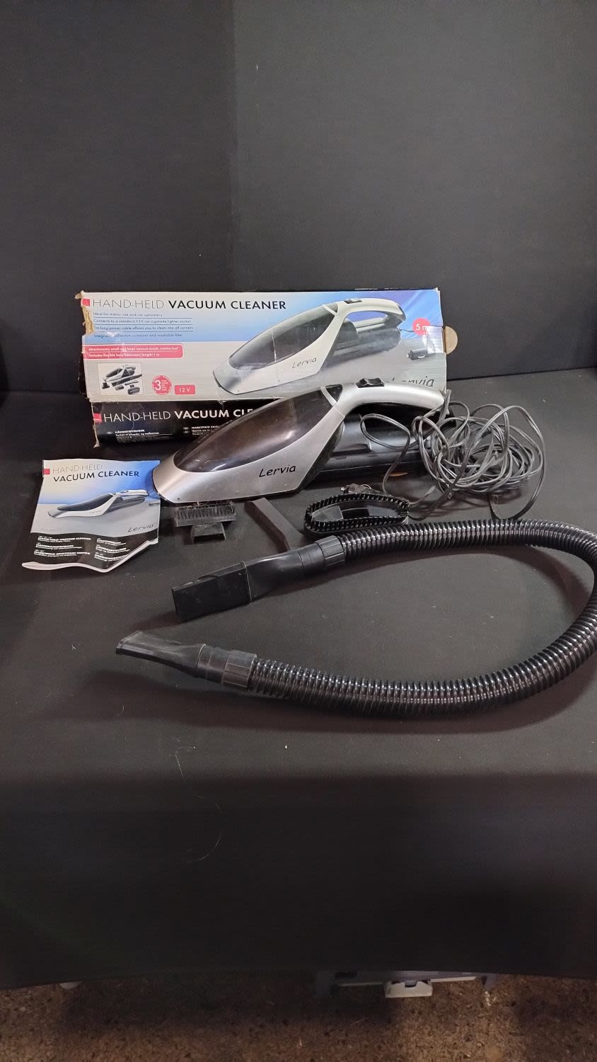 Lot 292: Lervia portable car handheld vacuum cleaner with hose...
