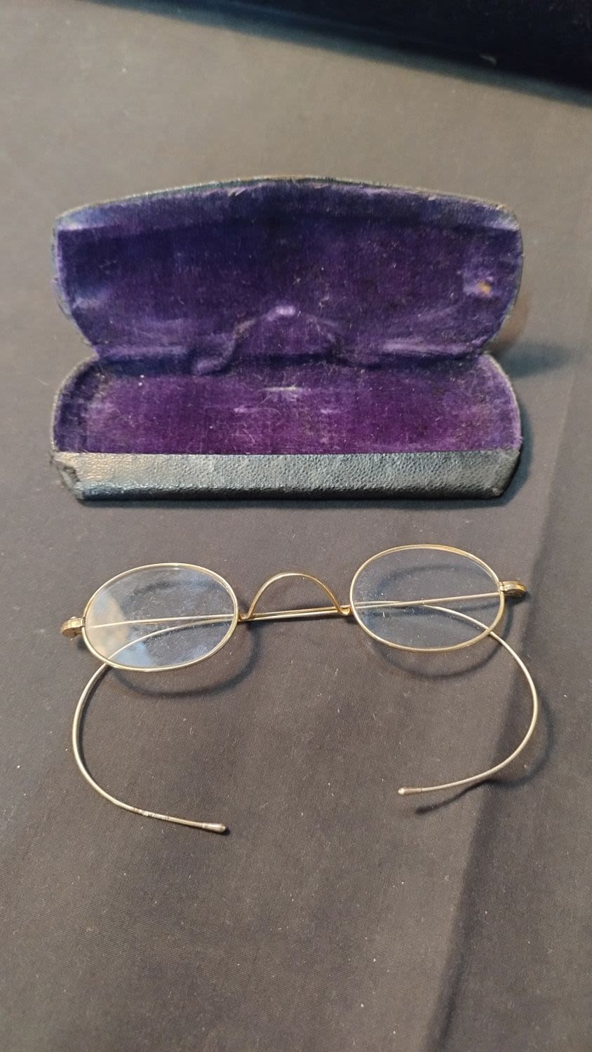 Lot 339: One pair of antique glasses, marked 1/10 rolled...