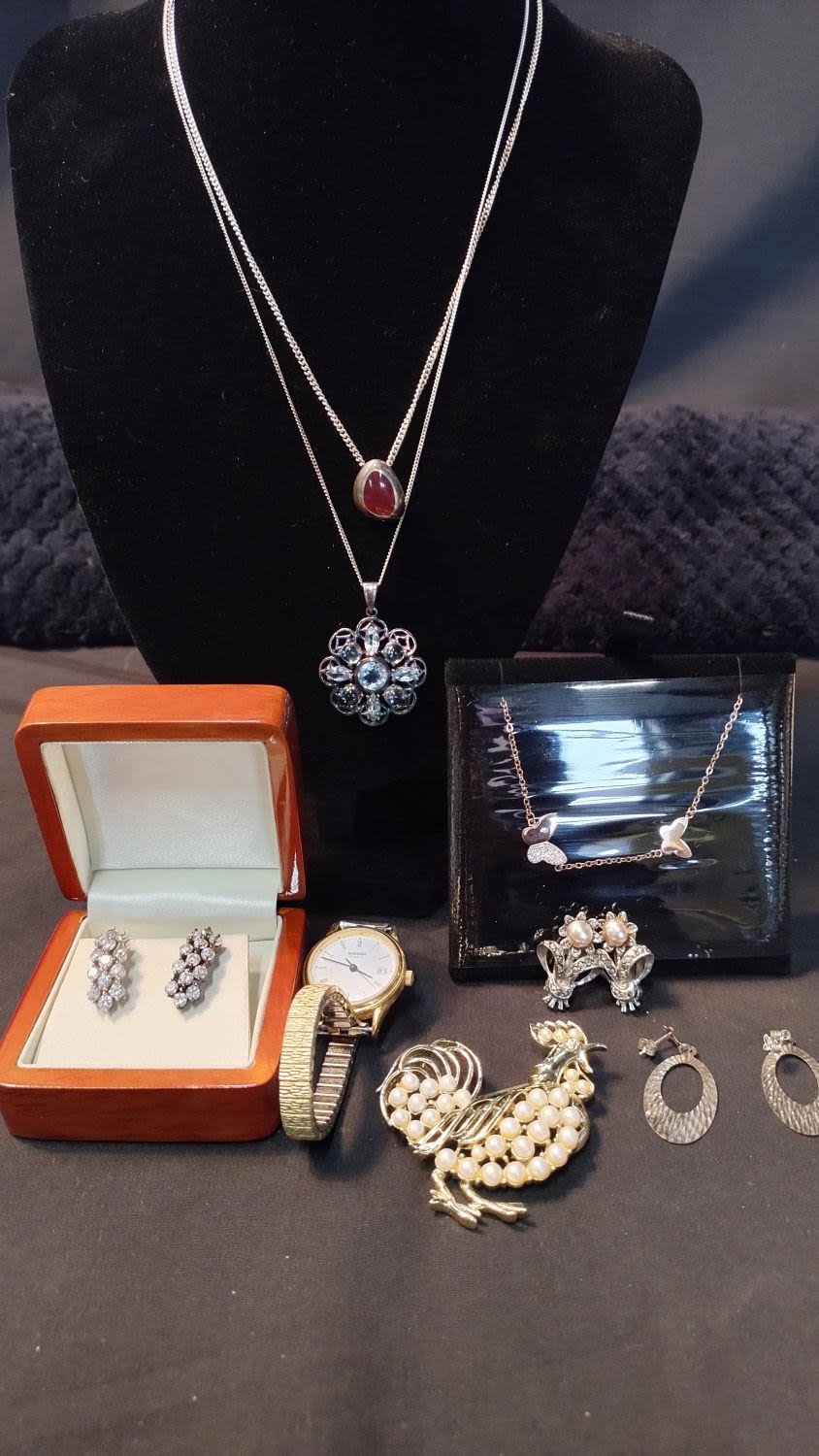 Lot 352: Various items including silver necklaces with pendants ladies...