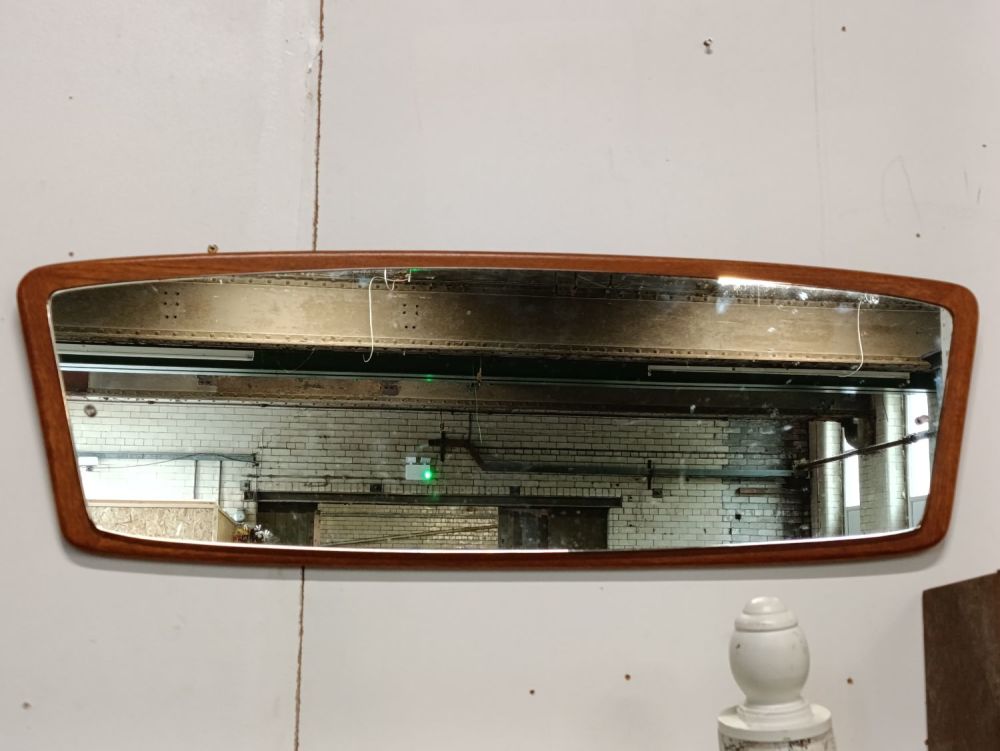 Lot 358: Vintage mid century art deco mirror in teak...