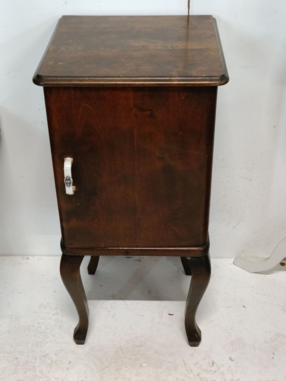 Lot 364: Vintage art deco style dark wood bedside cabinet