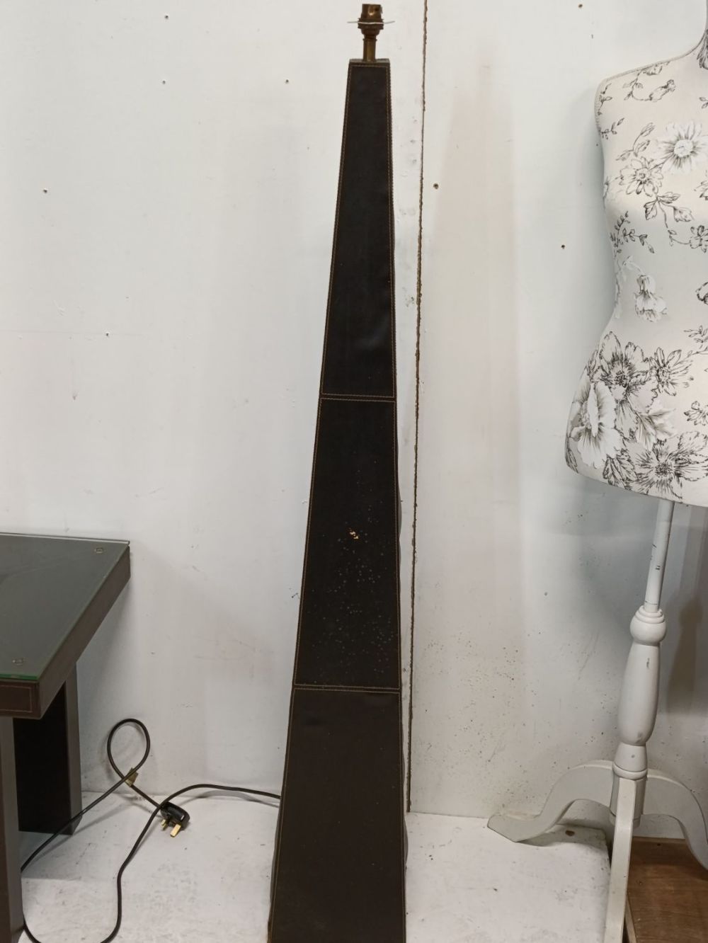 Lot 365: Brown leather look floor lamp AF