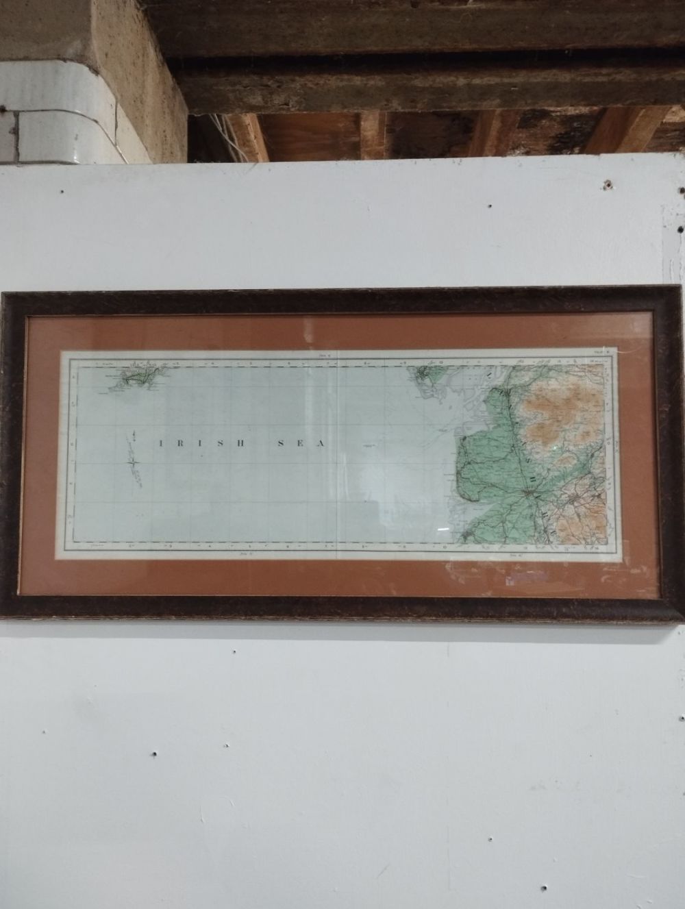 Lot 391: Vintage Framed Map of Lancashire and the Irish...