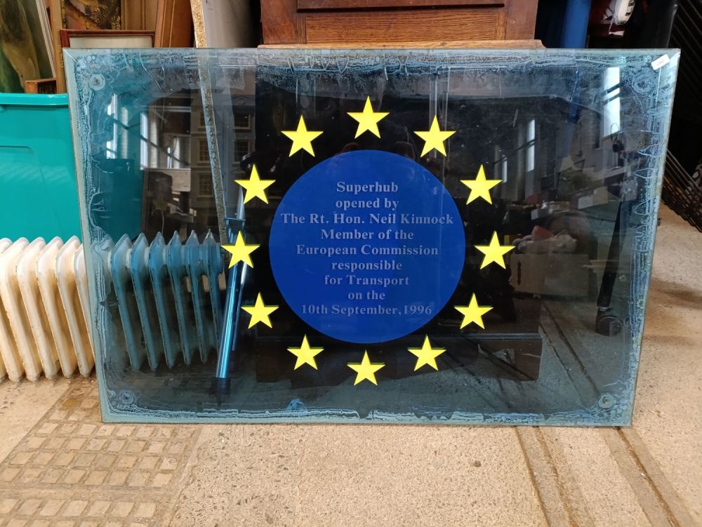 Lot 396: Glass plaque to commemorate the opening of the...