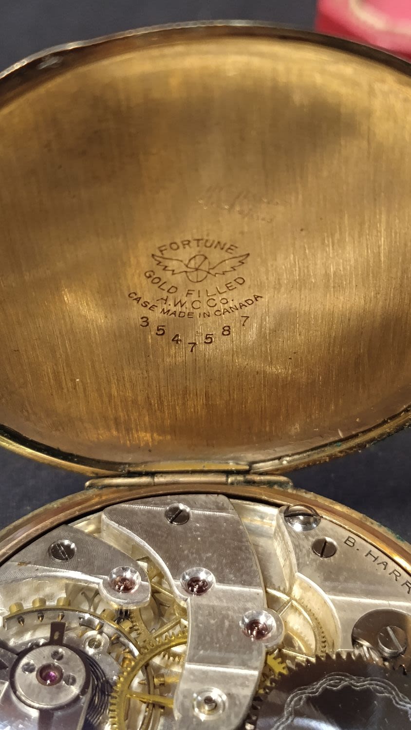 Lot 407: Vintage, B.Harris, gold filled half hunter watch from...