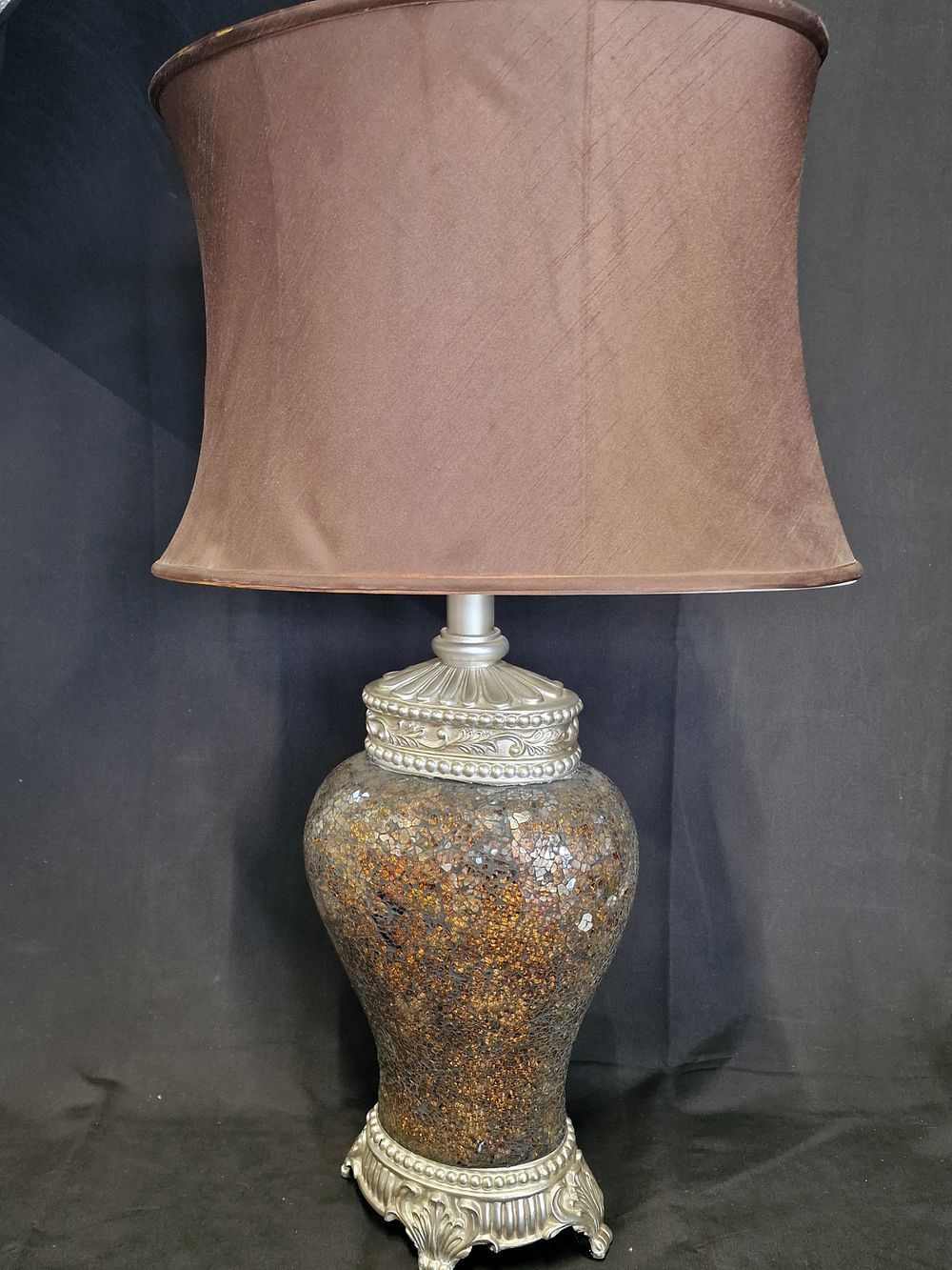 Lot 263: A vintage style Cracked Glass Mosaic Table Lamp...