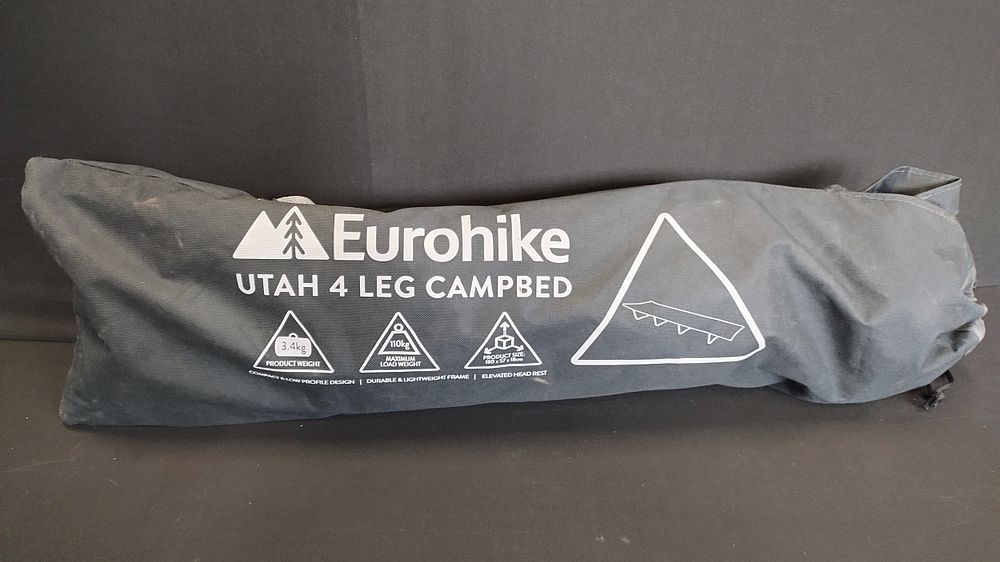 Lot 187: EuroHike Utah 4 leg camp bed grey 180x57x18cm