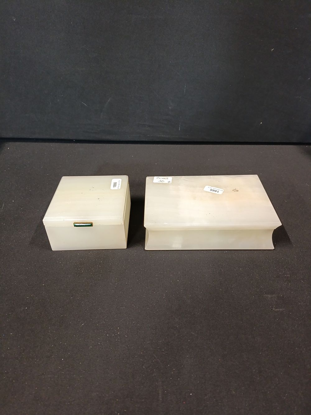 Lot 192: 2 art deco onyx table boxes by Henry...
