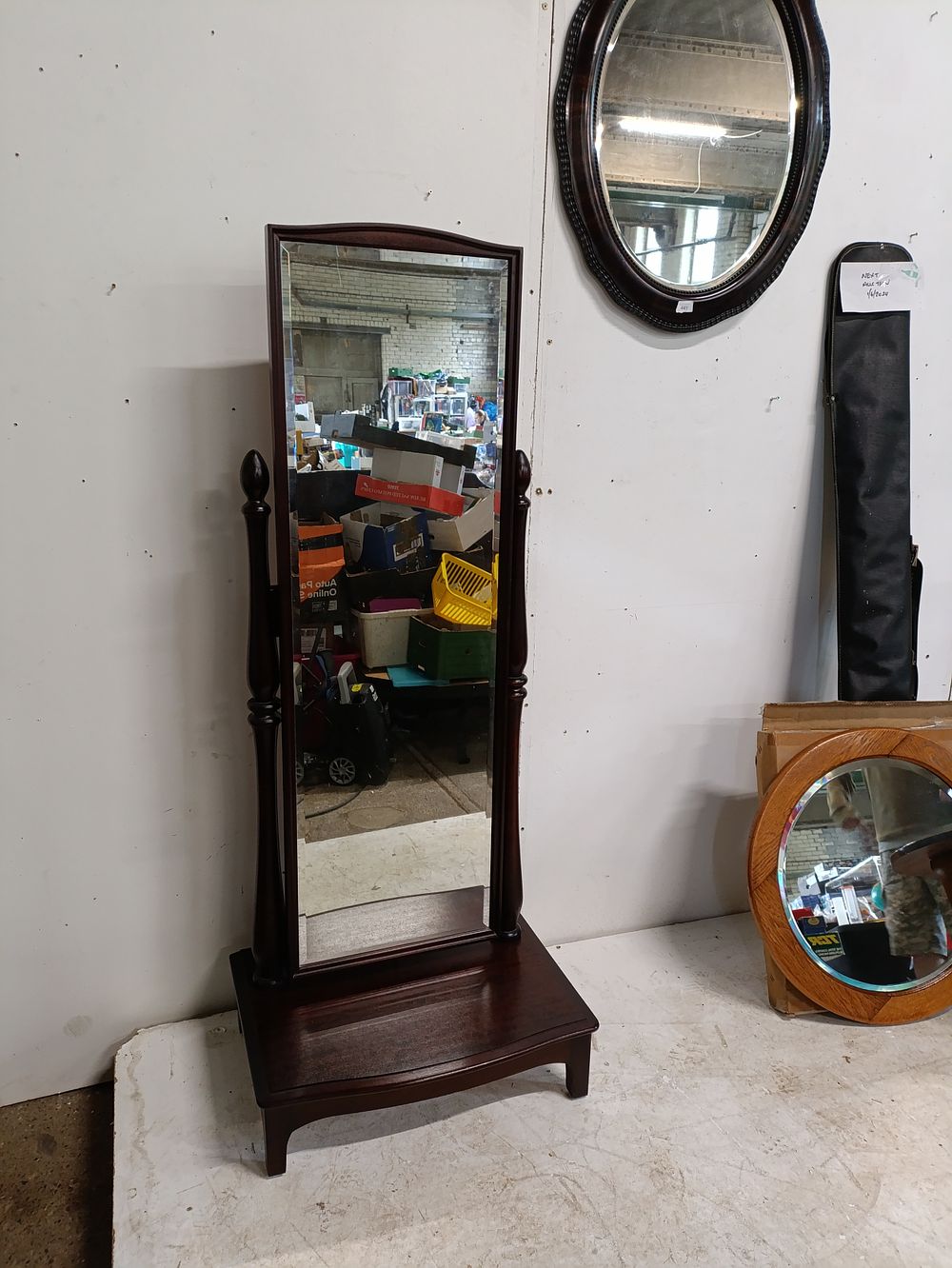 Lot 195: Stag Minstrel Mahogany Cheval floor Mirror Finished In...